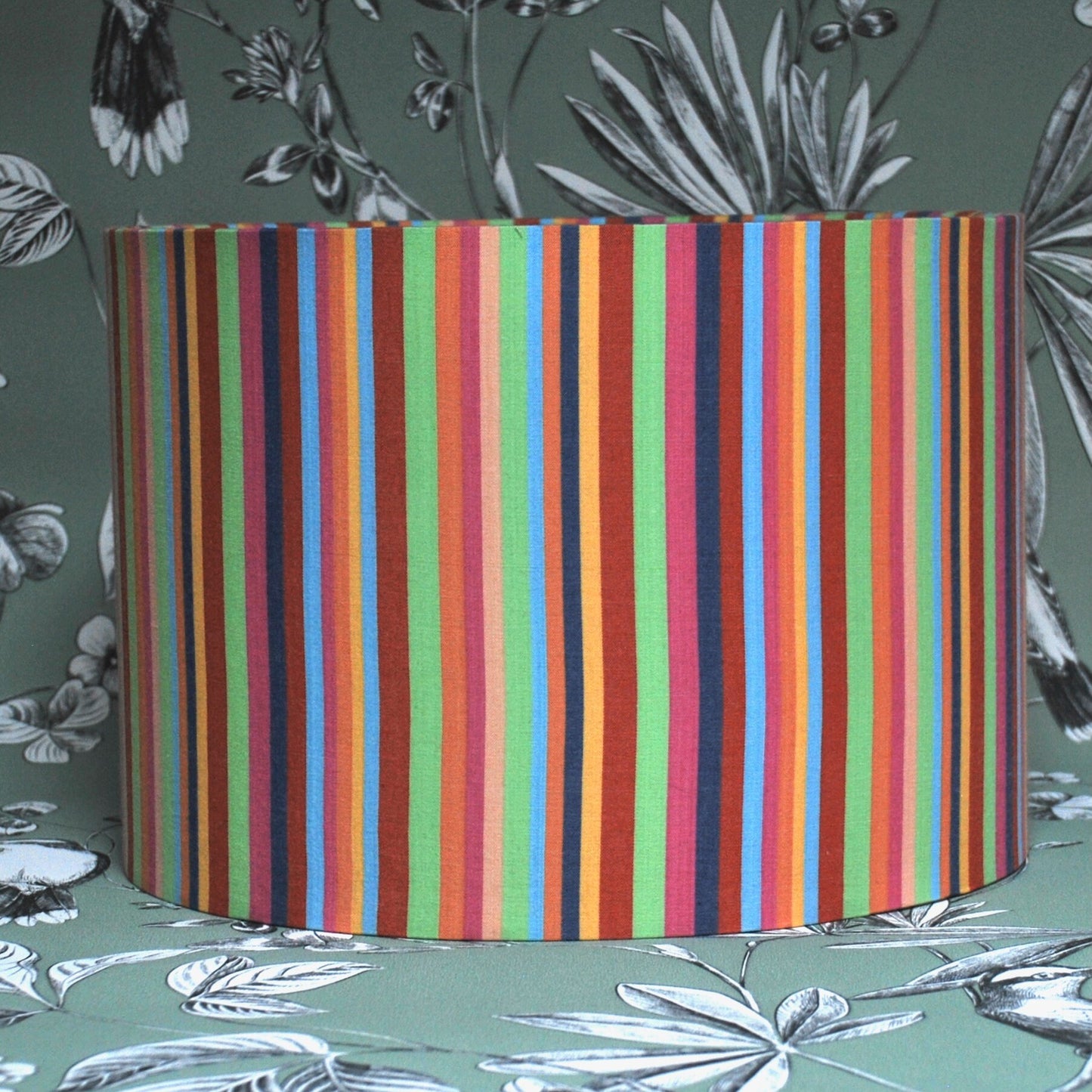 Handmade Striped Lampshade. Rainbow Colours