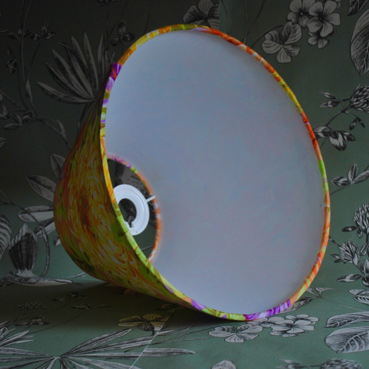 Handmade Shaggy Yellow Floral  Tapered Lampshade