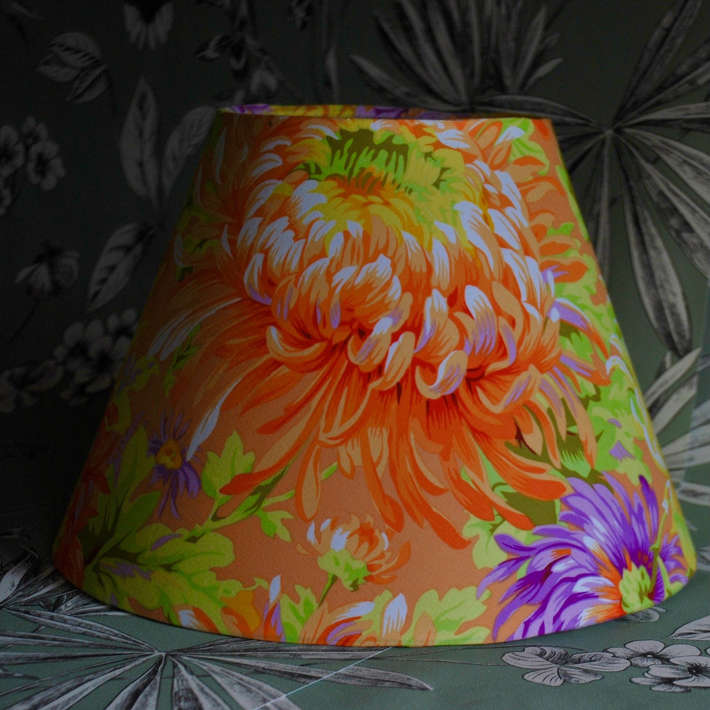 Handmade Shaggy Yellow Floral  Tapered Lampshade