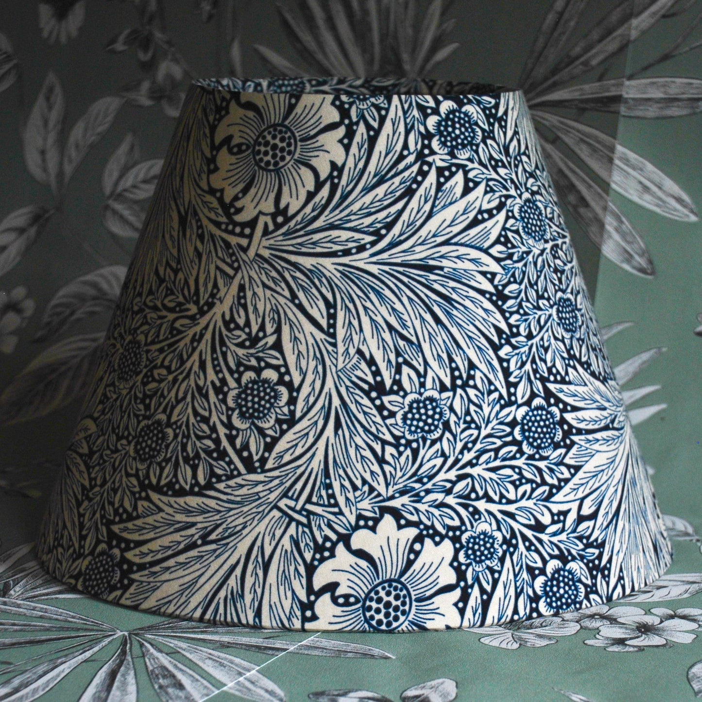 Handmade Navy & Cream William Morris Tapered Lampshade