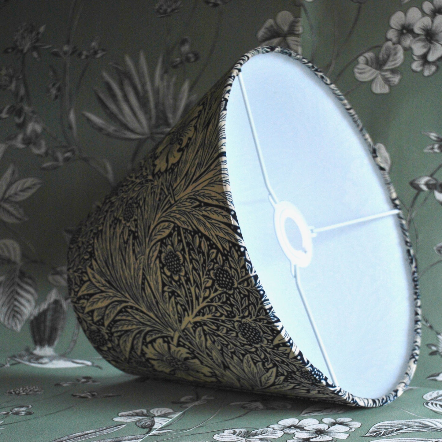 Handmade Navy & Cream William Morris Tapered Lampshade