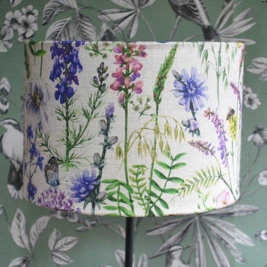 Handmade Floral Lampshade, Linen Butterfly Garden