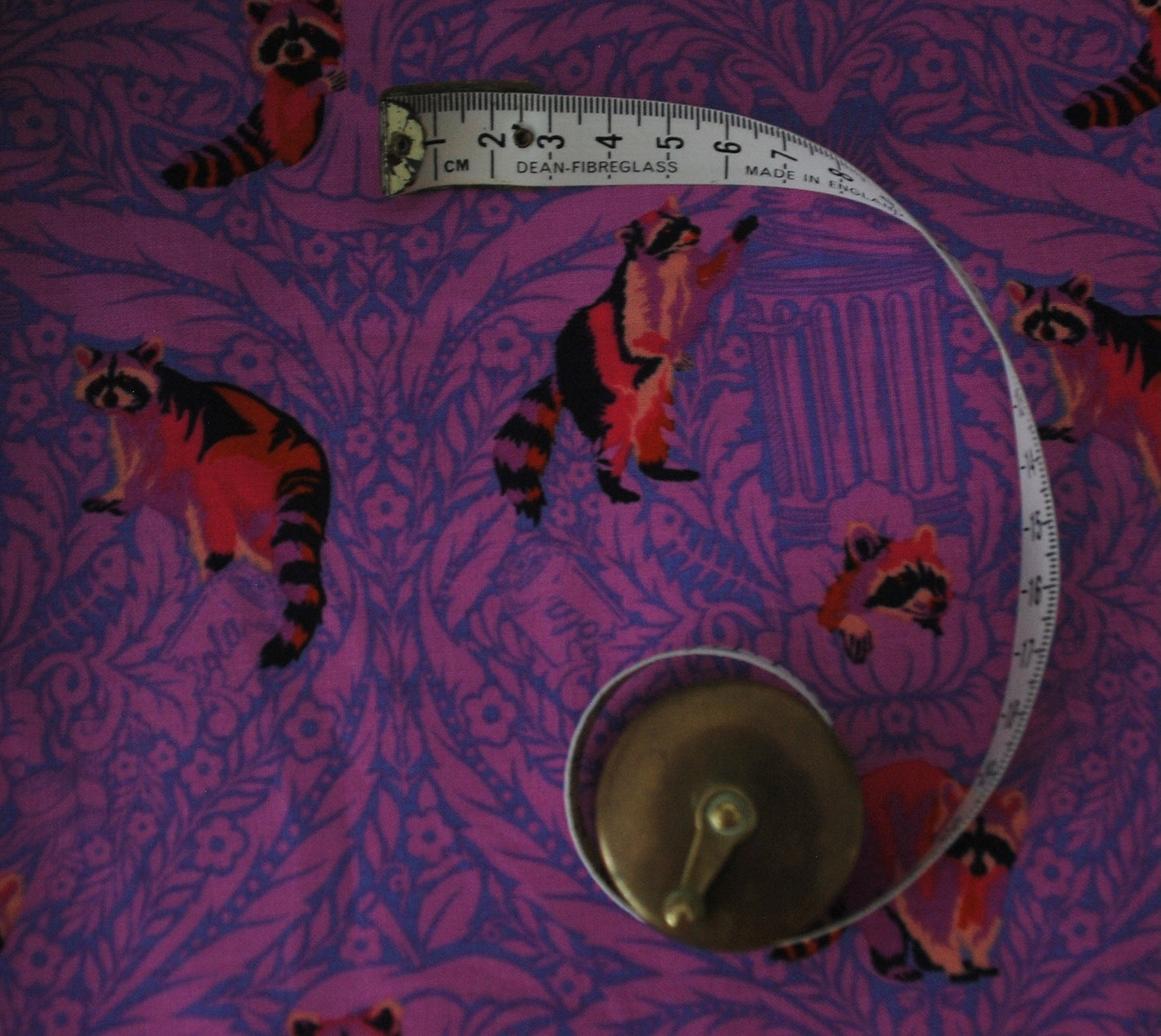 Handmade Whimsical Racoon Lampshade. Tula Pink