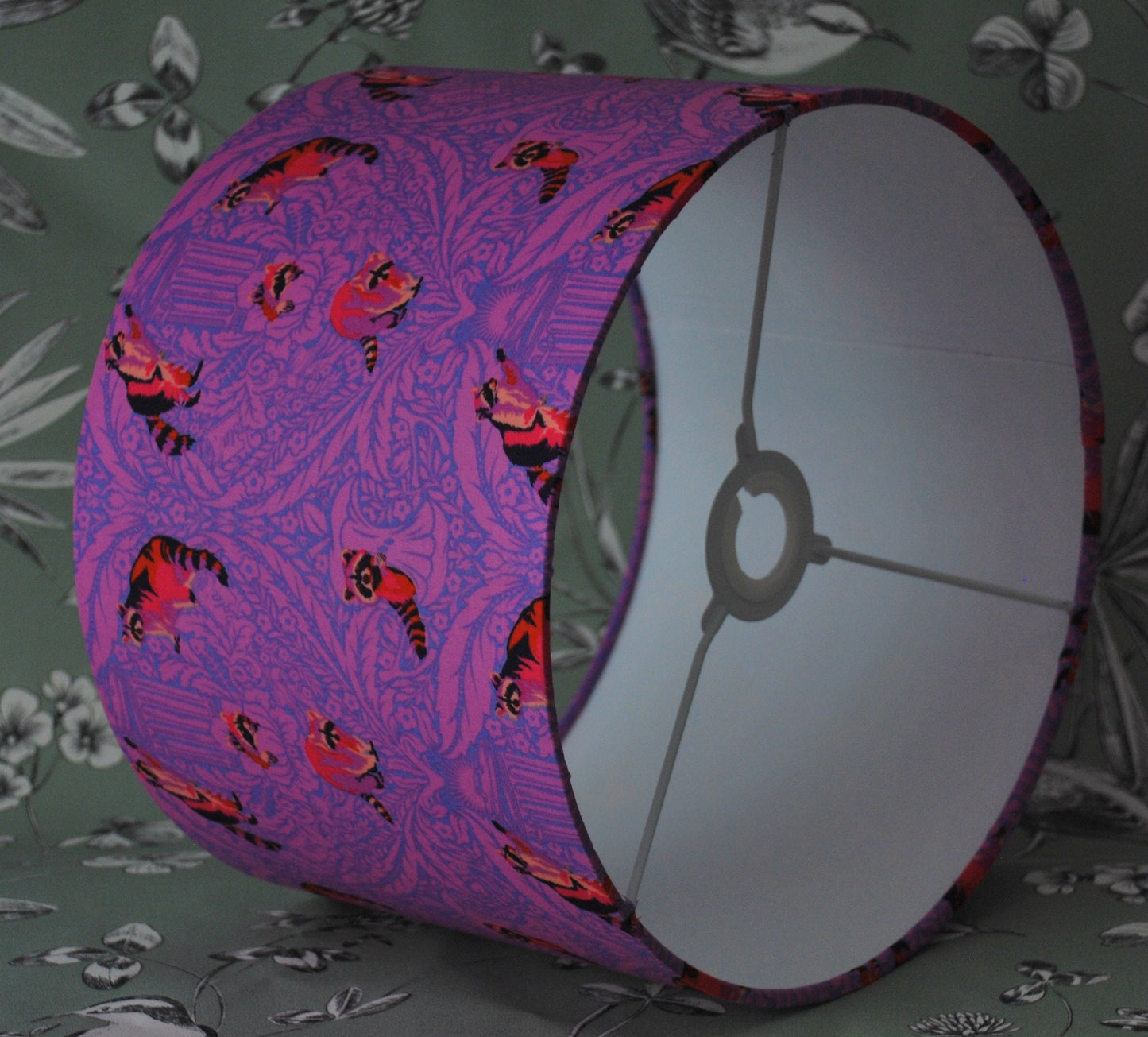 Handmade Whimsical Racoon Lampshade. Tula Pink