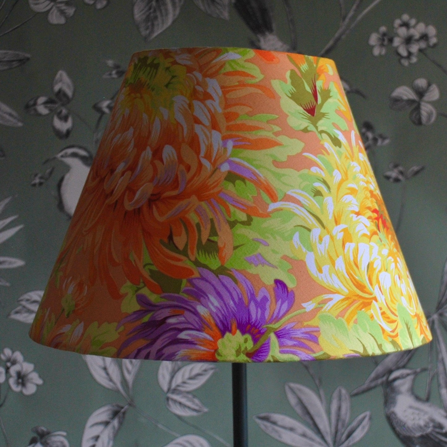 Handmade Shaggy Yellow Floral  Tapered Lampshade