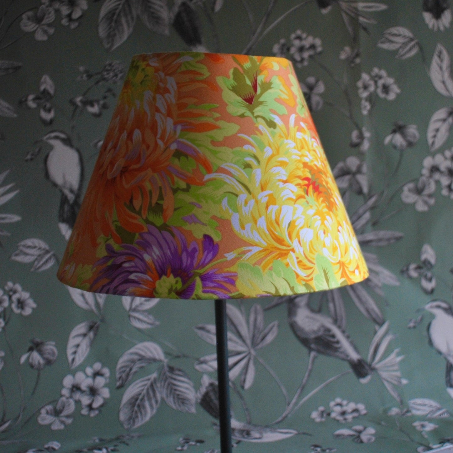 Handmade Shaggy Yellow Floral  Tapered Lampshade