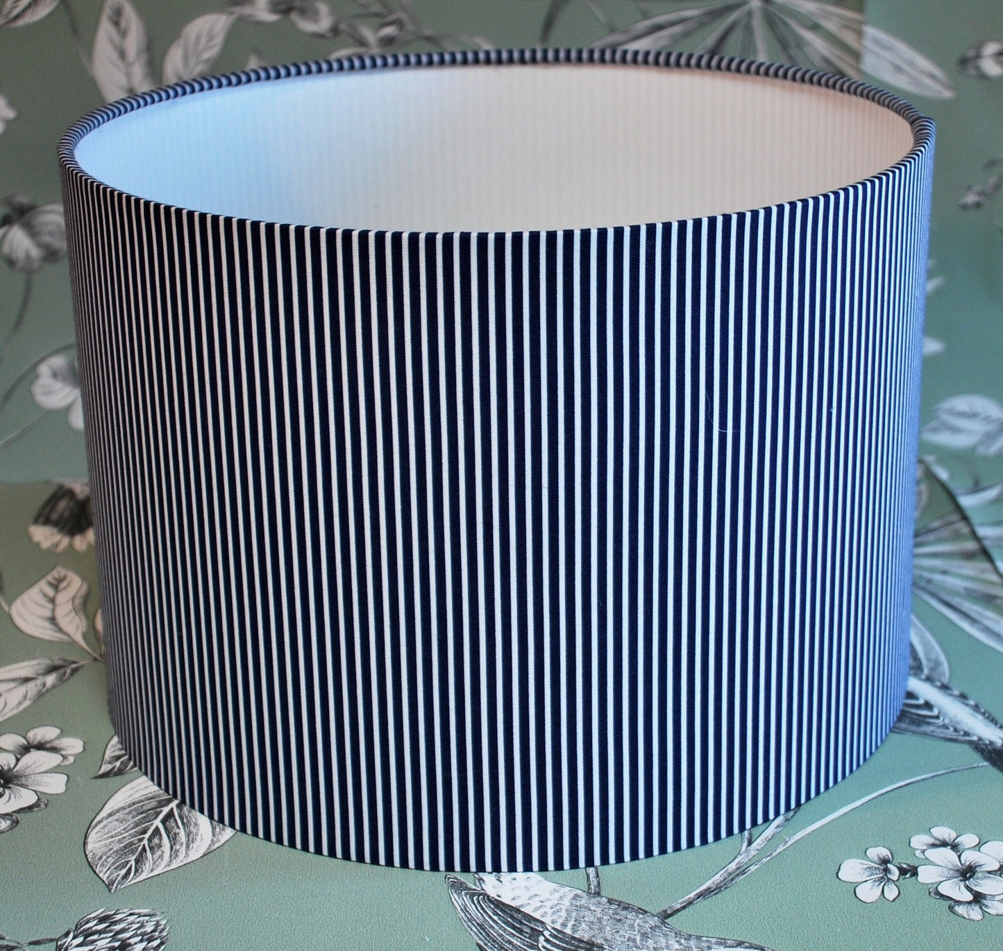 Handmade Striped Lampshade Navy Blue and White