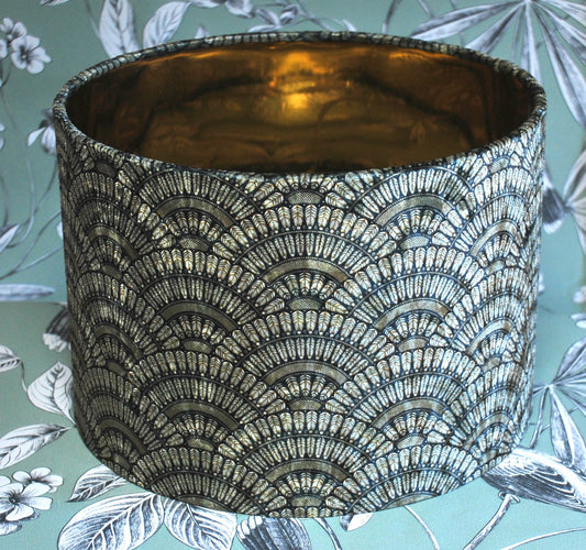 Handmade Velvet Art Deco Lampshade Green and Gold
