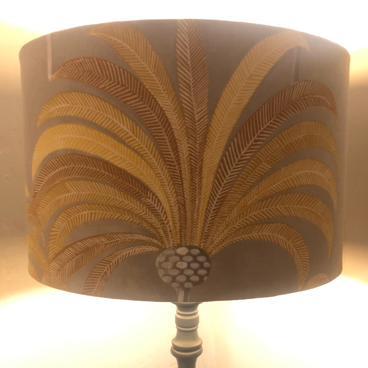 Handmade Art Deco Mustard & Grey Lampshade