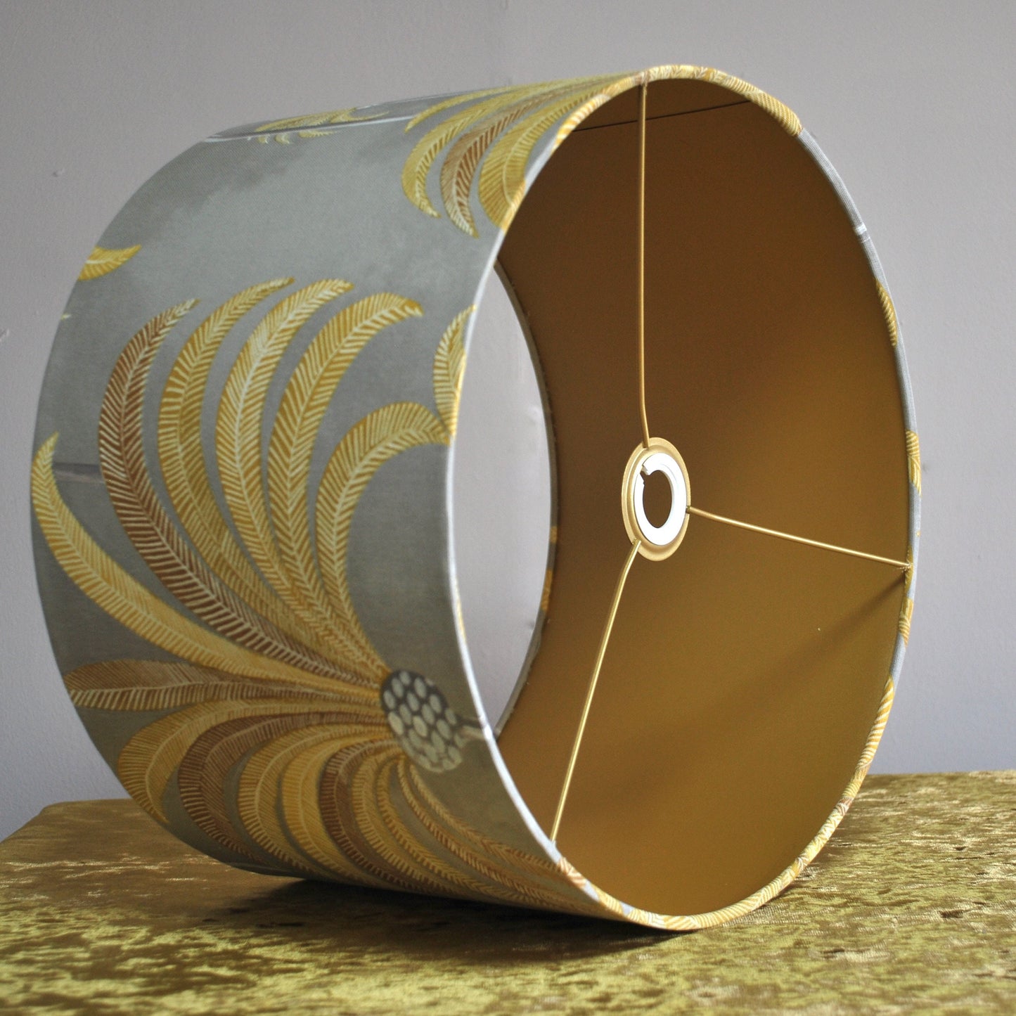 Handmade Art Deco Mustard & Grey Lampshade