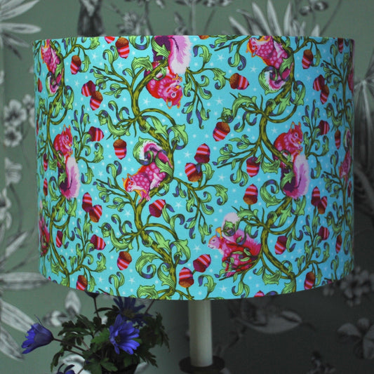 Handmade Squirrels Lampshade. Tula Pink