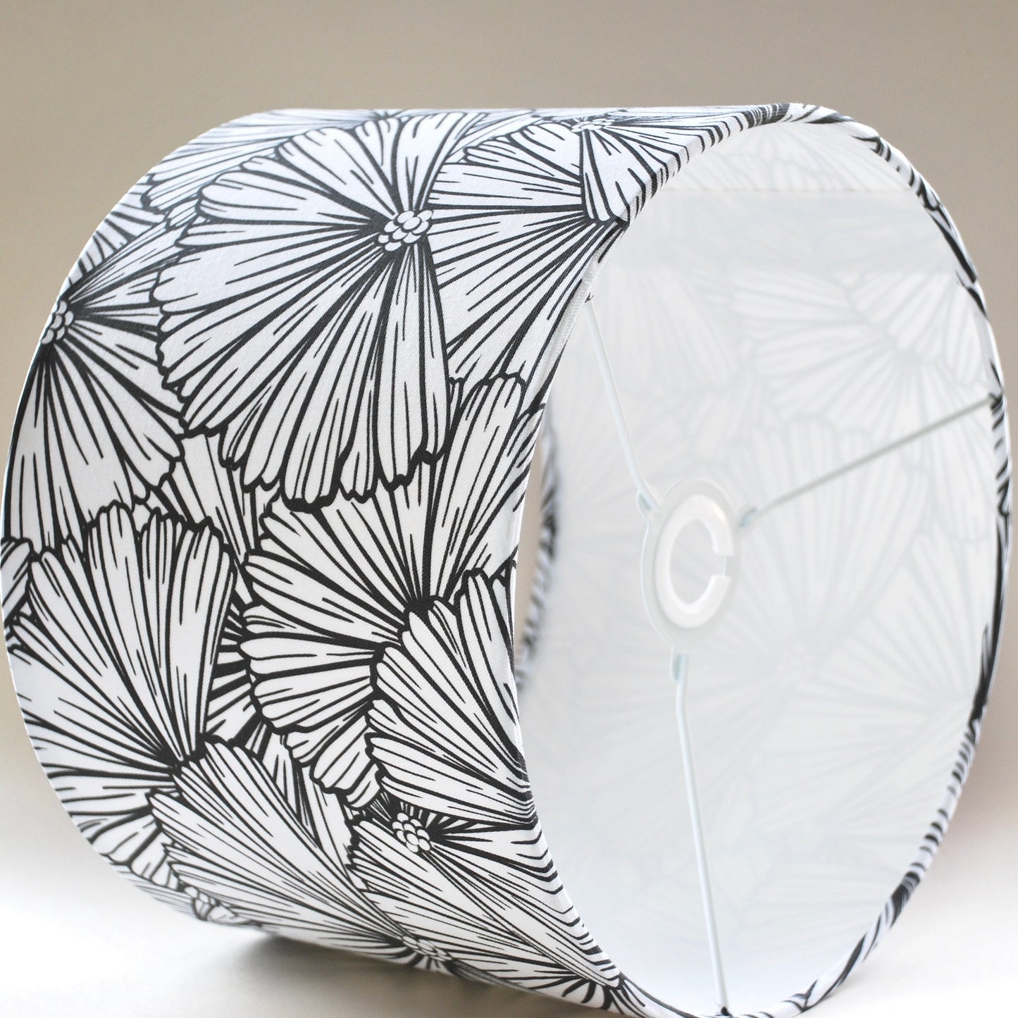 Handmade Black and White Floral Doodles Lampshade