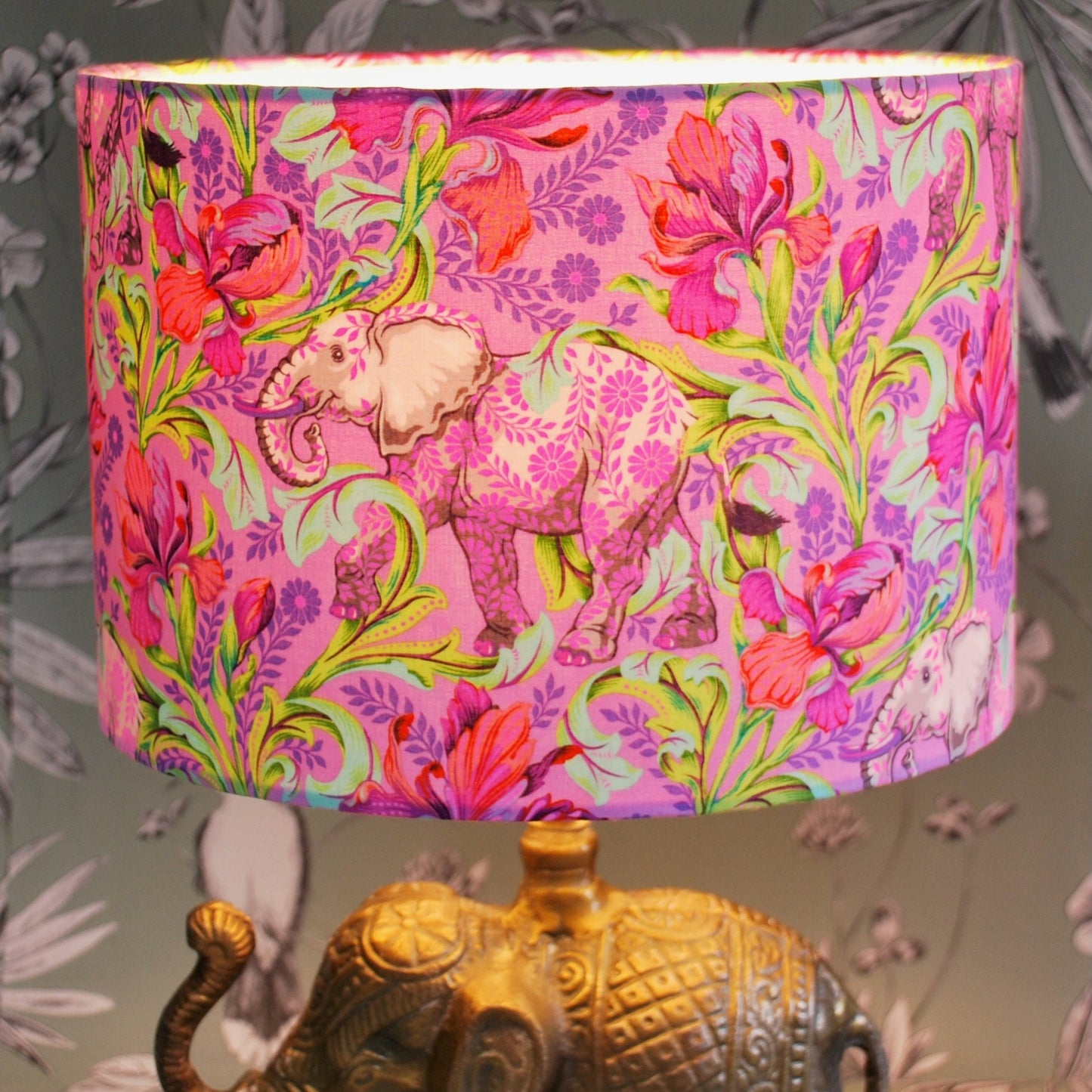 Handmade Elephant Design Lampshade. Tula Pink