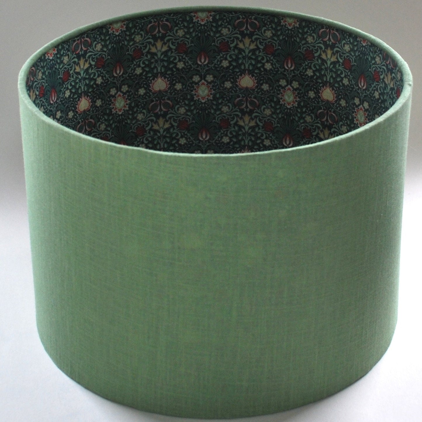 Handmade Double Sided Lampshade Green Linen and William Morris