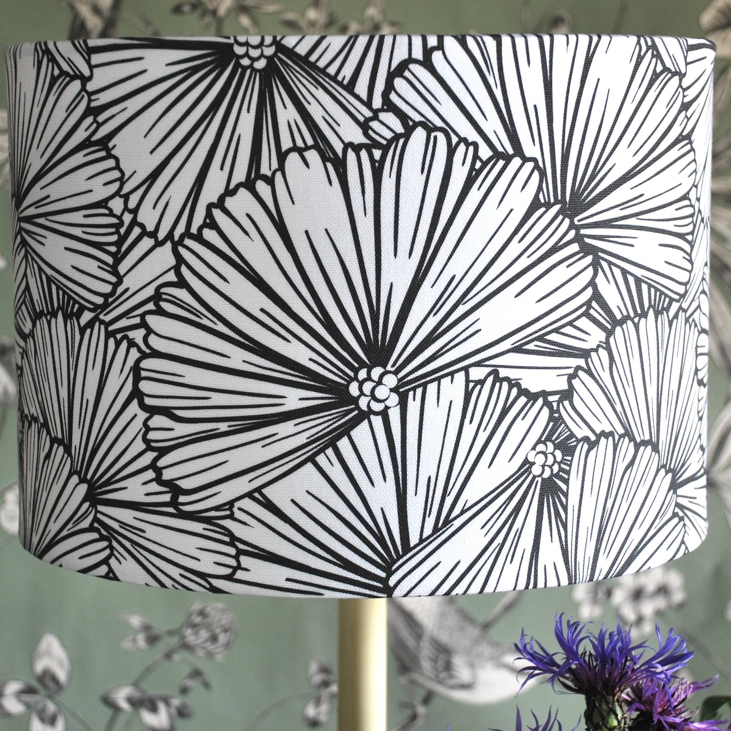 Handmade Black and White Floral Doodles Lampshade