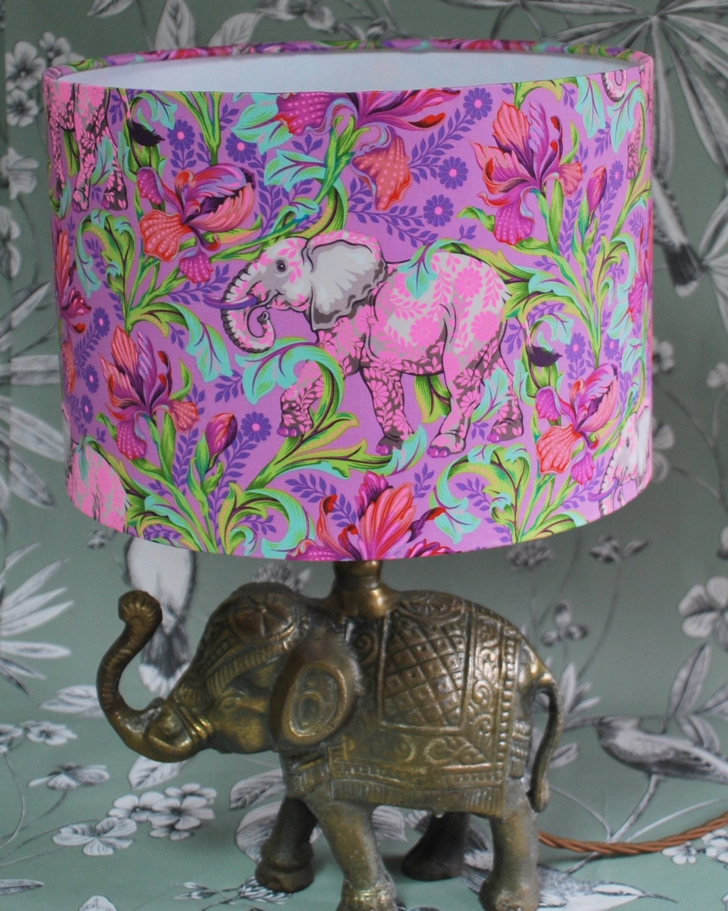 Handmade Elephant Design Lampshade. Tula Pink