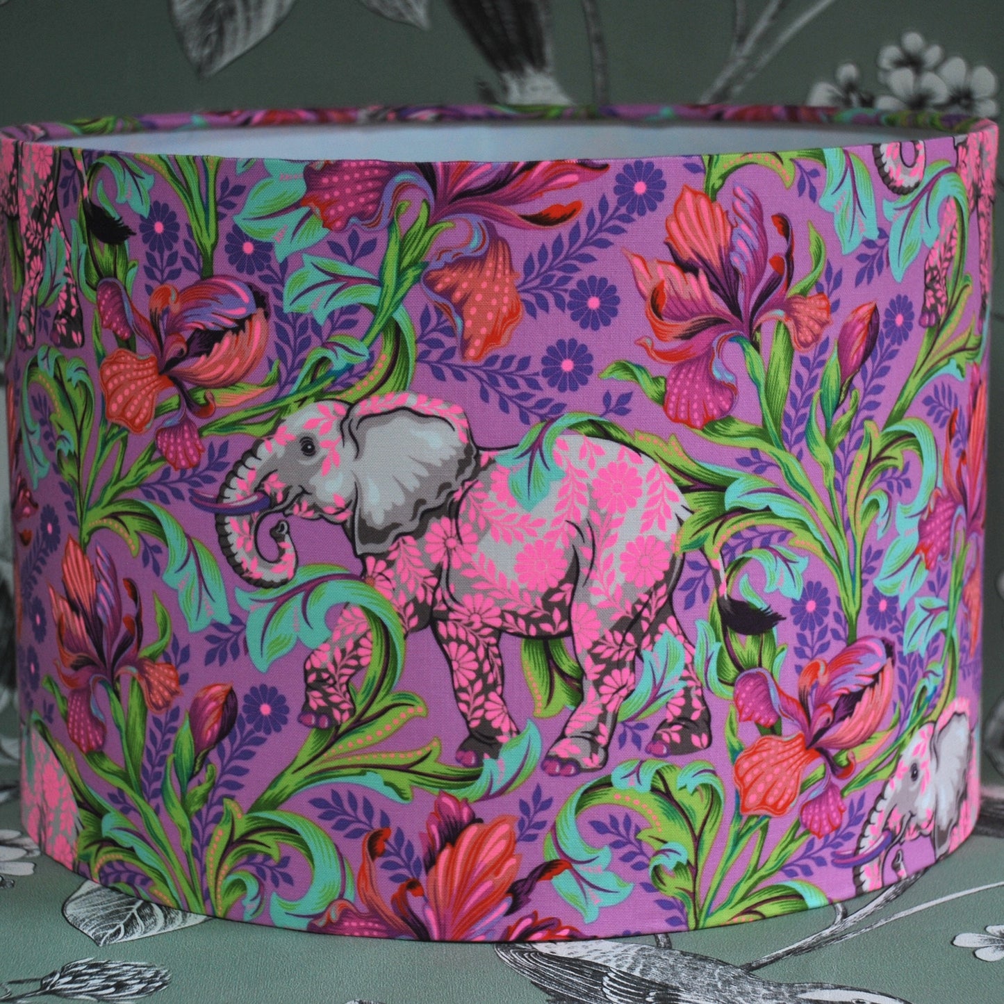 Handmade Elephant Design Lampshade. Tula Pink