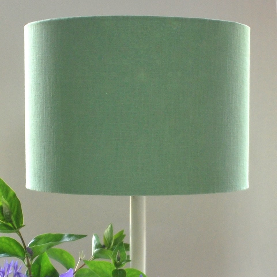 Handmade Double Sided Lampshade Green Linen and William Morris