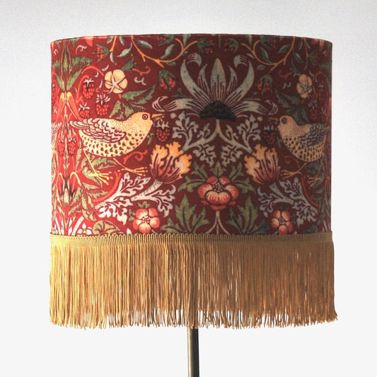 Handmade Velvet Strawberry Thief Lampshade Red