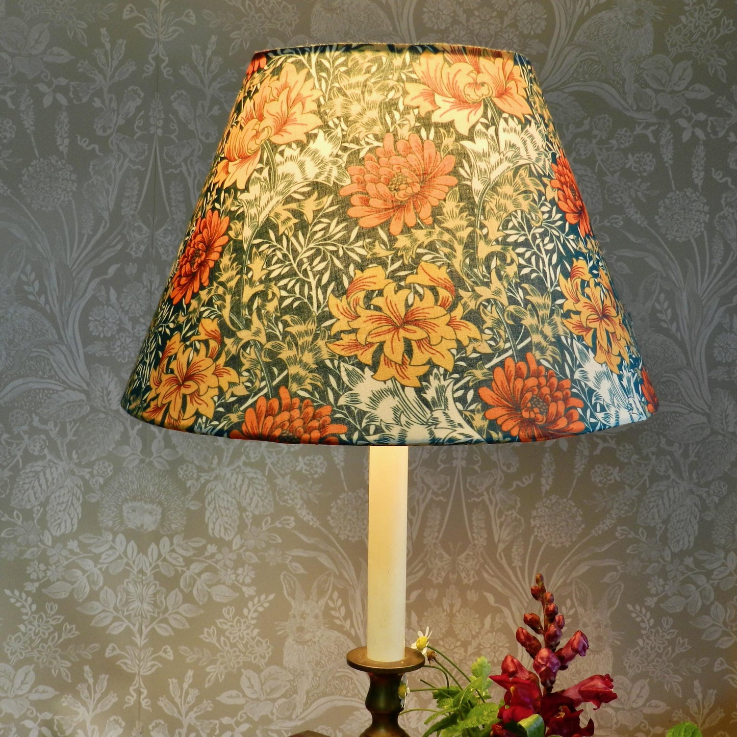 Handmade Orange & Jade Floral Lamshade William Morris