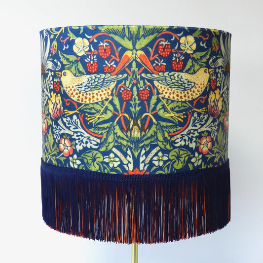 Handmade Strawberry Thief Velvet Lampshade Navy