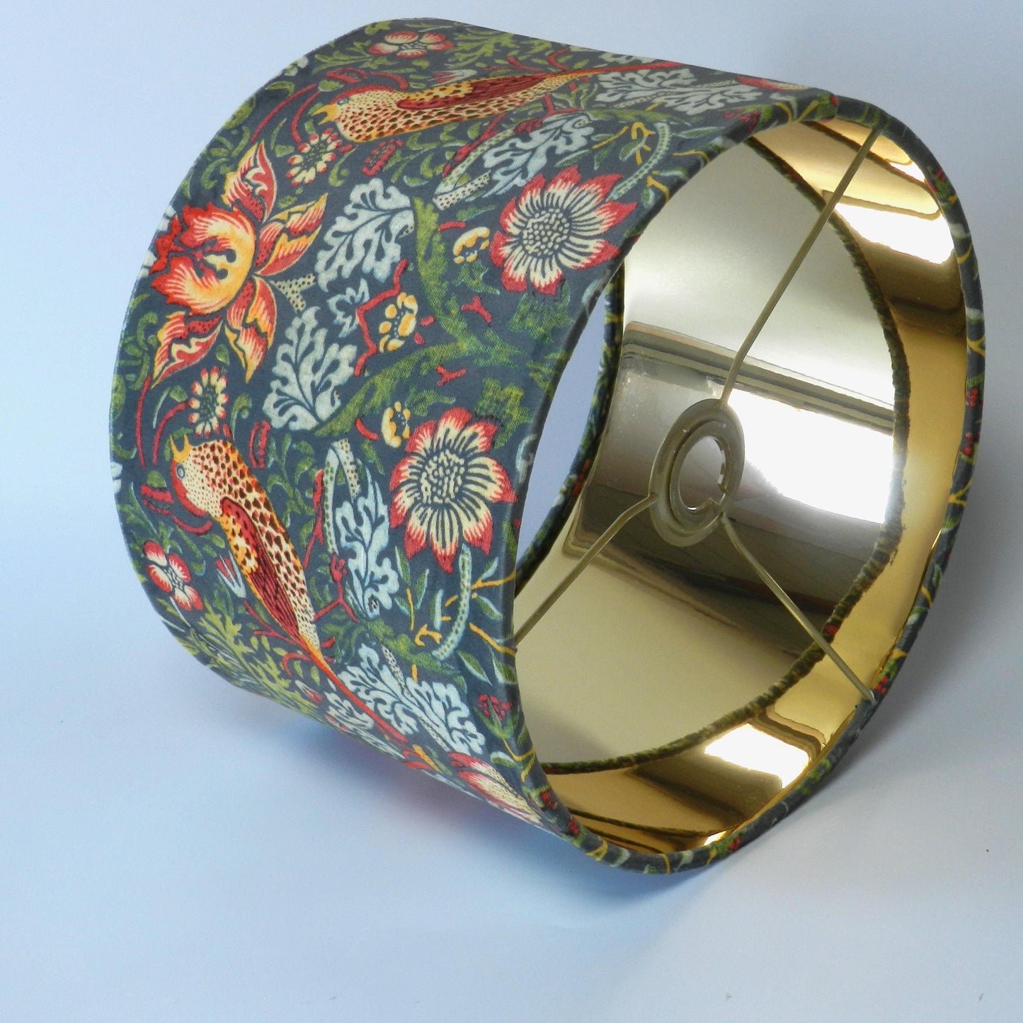 Handmade Strawberry Thief Velvet Lampshade Grey/Green