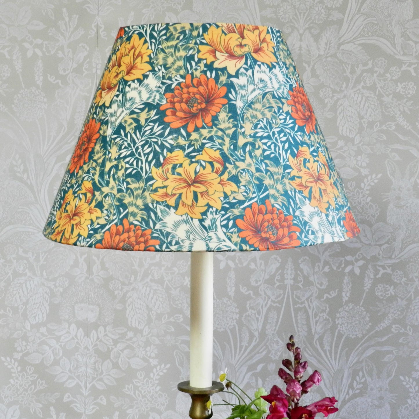Handmade Orange & Jade Floral Lamshade William Morris