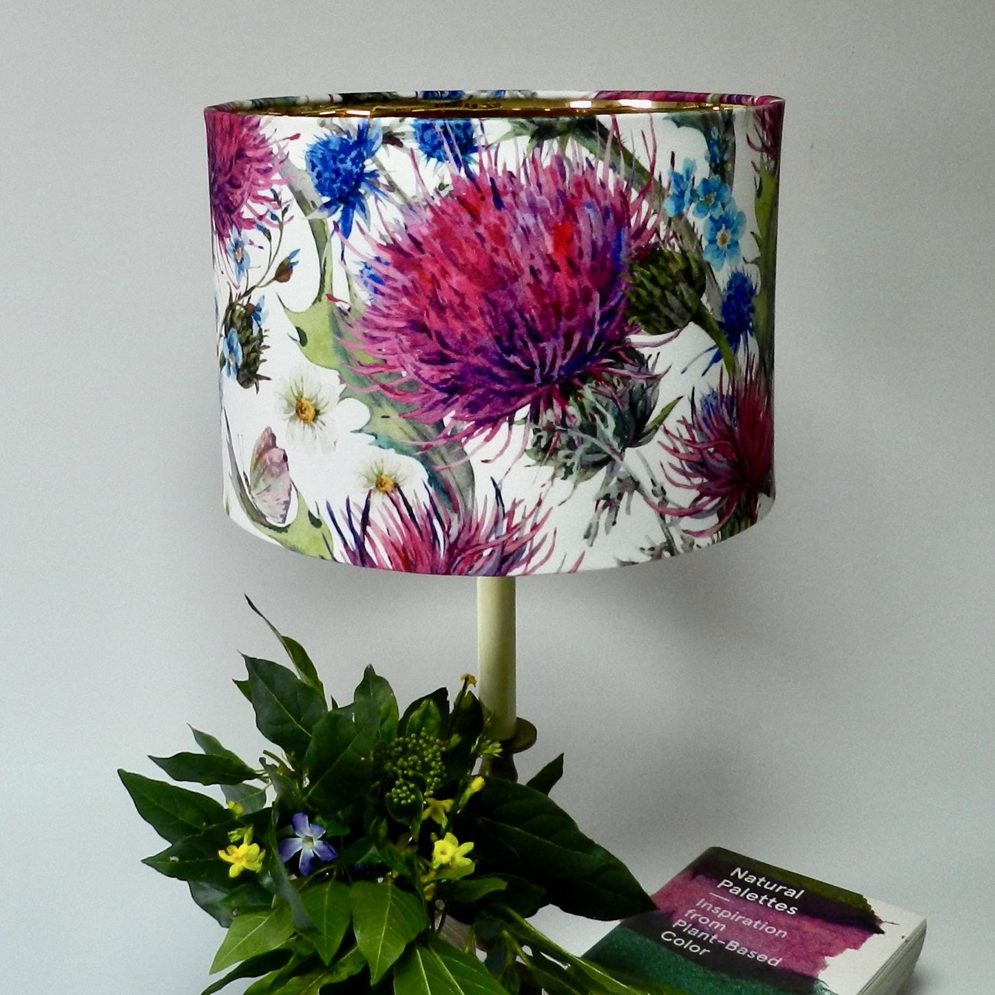 Handmade Floral Velvet Lampshade Deep Pink Thistle