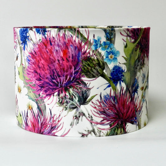 Handmade Floral Velvet Lampshade Deep Pink Thistle