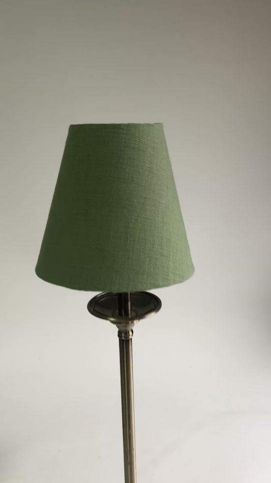 Handmade Green Linen Candle Clip Lampshade  Clip-On for Wall Lights or Chandelier